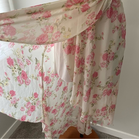 Qed London High Low Floral Sleeveless Chiffon Maxi Wrap Dress Size Small - Picture 7 of 8